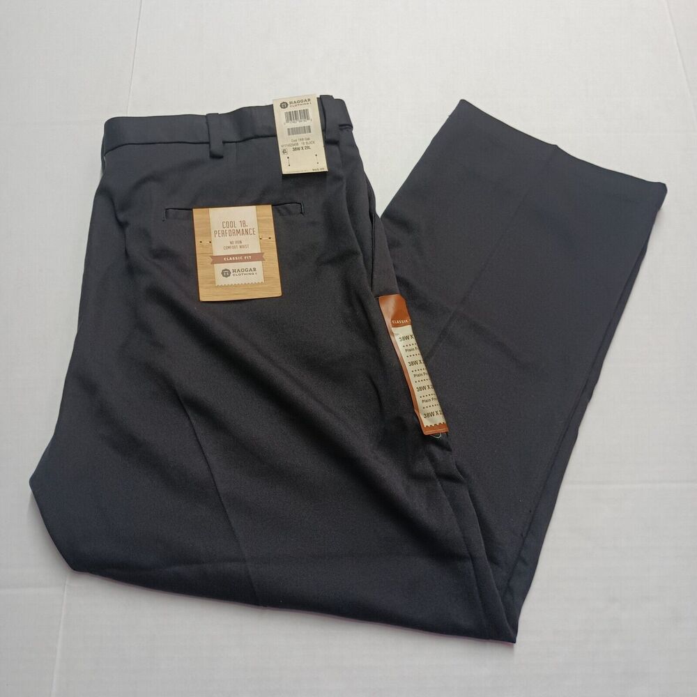 Haggar Cool 18‎ Performance Classic Fit No Iron Comfort Waist Pants Men's 38x29